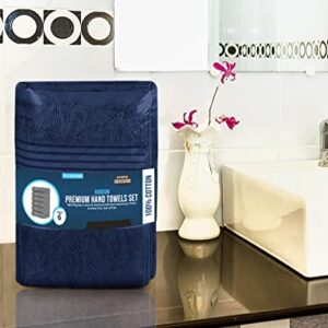 Utopia Towels 6 Piece Luxury Hand Towels Set, (16 x 28 inches) 100% Ring Spun Cotton, Lightweight and Highly Absorbent 600GSM Towels for Bathroom, Travel, Camp, Hotel, and Spa (Navy)