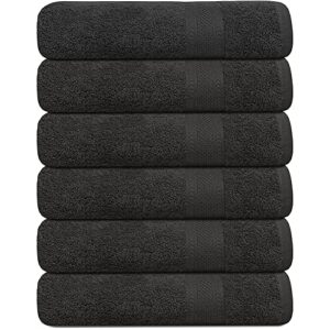 kahaf collection 100% cotton bath towels, grey 24x48 pack of 6 towels, quick dry, highly absorbent, soft feel towel, gym, spa, bathroom, shower, pool, luxury soft towels light-weight