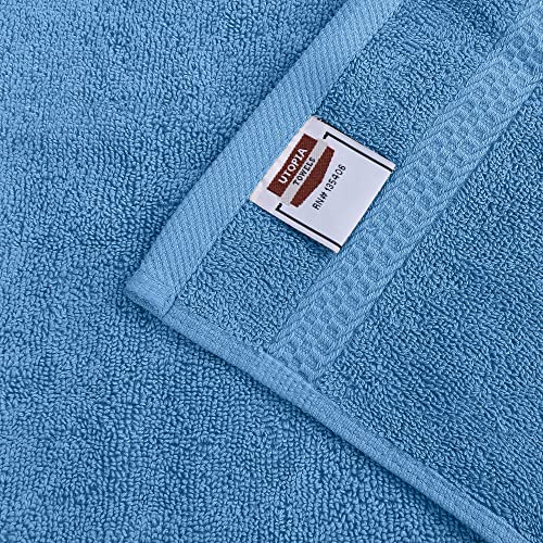 Utopia Towels 8-Piece Premium Towel Set, 2 Bath Towels, 2 Hand Towels, and 4 Wash Cloths, 600 GSM 100% Ring Spun Cotton Highly Absorbent Towels for Bathroom, Gym, Hotel, and Spa (Electric Blue)