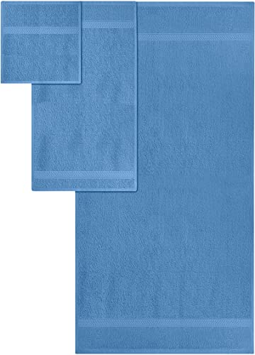 Utopia Towels 8-Piece Premium Towel Set, 2 Bath Towels, 2 Hand Towels, and 4 Wash Cloths, 600 GSM 100% Ring Spun Cotton Highly Absorbent Towels for Bathroom, Gym, Hotel, and Spa (Electric Blue)