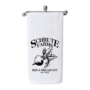 wcgxko funny tv show inspired schrute farms bed & breakfast dwight office towel housewarming gift (schrute farms)