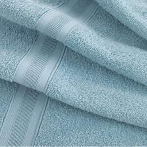 Blue Bath Towels 27" x 54" Quick-Dry High Absorbent 100% Turkish Cotton Towel for Bathroom, Guests, Pool, Gym, Camp, Travel, College Dorm, Shower (Blue, 4 Pack Bath Towel)