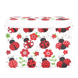 krafig foldable storage box large cube organizer bins cartoon animal colorful ladybug containers baskets with lids handles for closet organization, shelves, clothes, toys