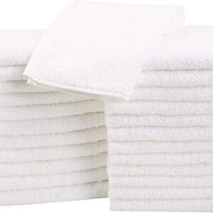 Amazon Basics Fast Drying, Extra Absorbent, Terry Cotton Washcloths - Pack of 24, White, 12 x 12-Inch