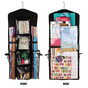 Regal Bazaar Large Double-Sided Hanging Black Gift Bag Organizer & Dual-Sided Hanging Black Gift Wrap Organizer - Two Great Hanging Organizer Products for Your Home