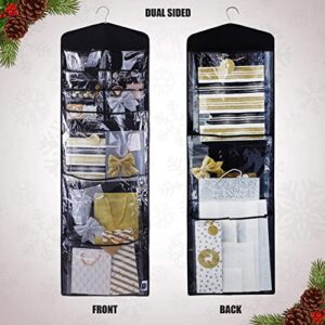 Regal Bazaar Large Double-Sided Hanging Black Gift Bag Organizer & Dual-Sided Hanging Black Gift Wrap Organizer - Two Great Hanging Organizer Products for Your Home