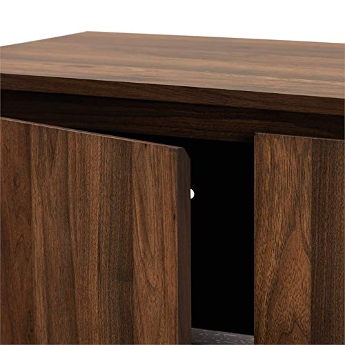 Baxton Studio Landen Brown and Gold Wood 2-Door Entryway Shoe Storage Cabinet