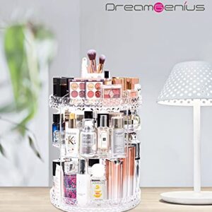 DreamGenius Makeup Organizer, 360 Degree Rotating Cosmetic Storage Organizer, 7-Layer Adjustable Makeup Display Case, Fits Jewelry Makeup Brushes and Lipsticks, Clear Acrylic