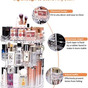 DreamGenius Makeup Organizer, 360 Degree Rotating Cosmetic Storage Organizer, 7-Layer Adjustable Makeup Display Case, Fits Jewelry Makeup Brushes and Lipsticks, Clear Acrylic