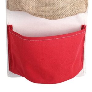 Hztyyier 3 Pockets Linen Storage Bag Hanging Door Closet Organizer Decoration for Room(Red)