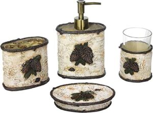 hiend accents birch pinecone 4-pc bath countertop accessory set