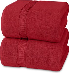 utopia towels - luxurious jumbo bath sheet 2 piece - 600 gsm 100% ring spun cotton highly absorbent and quick dry extra large bath towel - super soft hotel quality towel (35 x 70 inches, red)