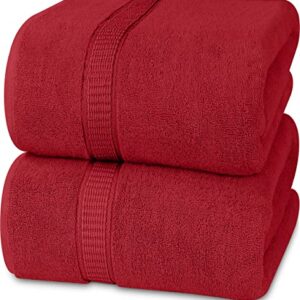 Utopia Towels - Luxurious Jumbo Bath Sheet 2 Piece - 600 GSM 100% Ring Spun Cotton Highly Absorbent and Quick Dry Extra Large Bath Towel - Super Soft Hotel Quality Towel (35 x 70 Inches, Red)