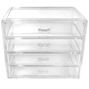 Sorbus Clear Cosmetics Makeup Organizer - Space Saving Acrylic Jewelry & Make Up Organizers and Storage Display - Stylish Makeup Organizer for Vanity & Bathroom Organization (4 Medium Drawers)