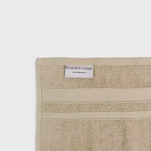 Bokser Home Hospitality Kenwood Oversized Bath Towels, Hotel Quality for Bathroom, Home, and Spa, 100% Combed Ring Spun Cotton Providing a Soft, Luxurious Feel, Beige, 30” x 60” (Pack of 12)