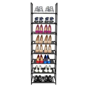 8 Tiers Large Metal Shoe Rack,Durable Organizer Shelf Tall Shoe Rack for Closet 16-20 Pairs Shoes,Stackable Shoe Cabinet Shoe Rack,Black