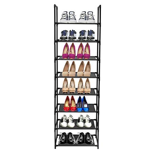 8 Tiers Large Metal Shoe Rack,Durable Organizer Shelf Tall Shoe Rack for Closet 16-20 Pairs Shoes,Stackable Shoe Cabinet Shoe Rack,Black