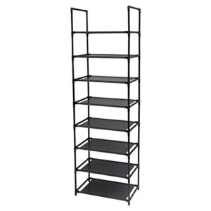 8 Tiers Large Metal Shoe Rack,Durable Organizer Shelf Tall Shoe Rack for Closet 16-20 Pairs Shoes,Stackable Shoe Cabinet Shoe Rack,Black