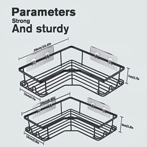 Ookeg 2 Pack Shower Caddy Corner, Corner Shower Shelf for Bathroom, 2 Tier Shower Corner Shelf with 8 Hooks, No Drilling Self Adhesive