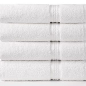 COTTON CRAFT Ultra Soft 4 Pack Oversized Extra Large Bath Towels 30x54 White Weighs 22 Ounces - 100% Pure Ringspun Cotton - Luxurious Rayon Trim - Ideal for Everyday use - Easy Care Machine wash