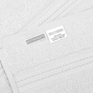 COTTON CRAFT Ultra Soft 4 Pack Oversized Extra Large Bath Towels 30x54 White Weighs 22 Ounces - 100% Pure Ringspun Cotton - Luxurious Rayon Trim - Ideal for Everyday use - Easy Care Machine wash