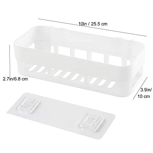 Laigoo 2 Pack Adhesive Bathroom Shelves Organizer Shower Caddy, Strong Plastic No Drilling Wall Shower Shelves Floating Shelf Vanity Organizer Basket(White)