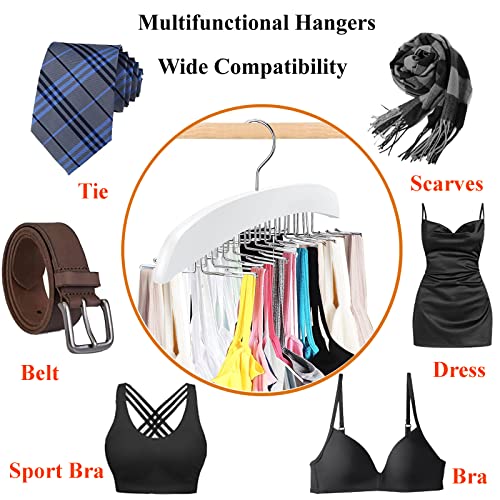 Tank Top Hanger Space Saving, 24 Large Capacity, Bra Hanger Organizers for Cami Tops, Ekezon 360° Rotating Foldable Metal Hooks Camisoles Hangers for Scarfs, Bras, Bathing Suits, Belts, Ties (White)