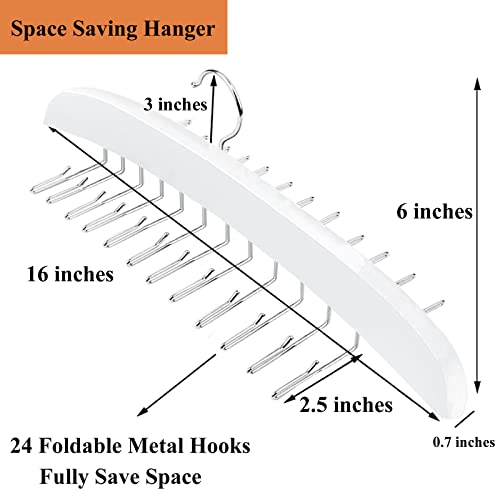 Tank Top Hanger Space Saving, 24 Large Capacity, Bra Hanger Organizers for Cami Tops, Ekezon 360° Rotating Foldable Metal Hooks Camisoles Hangers for Scarfs, Bras, Bathing Suits, Belts, Ties (White)
