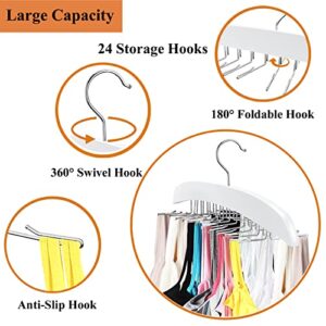 Tank Top Hanger Space Saving, 24 Large Capacity, Bra Hanger Organizers for Cami Tops, Ekezon 360° Rotating Foldable Metal Hooks Camisoles Hangers for Scarfs, Bras, Bathing Suits, Belts, Ties (White)