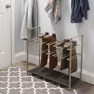 Organize It All 6 Pair Boot Rack | Dimensions: 27.76 x 10.63 x 25.12 | Stackable | Space Saving | Closet Storage |Durable| Sliver | Brown