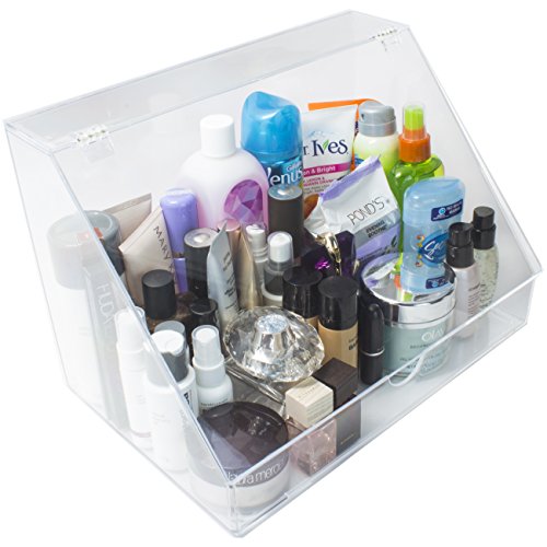 Sorbus® Acrylic Cosmetics Makeup Organizer Storage Case Palette Holder Display with Slanted Front Open Lid-Cosmetic Storage for Makeup, Brushes, Perfumes, Skincare.