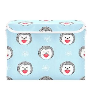 krafig cartoon funny animal hedgehog foldable storage box large cube organizer bins containers baskets with lids handles for closet organization, shelves, clothes, toys
