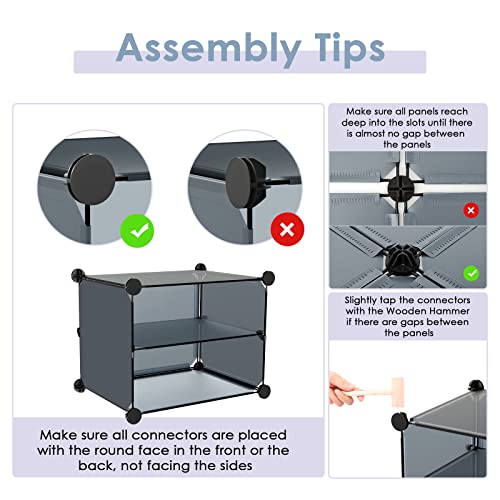 UNZIPE Shoe Rack Cabinet for Entryway, 56 Pairs Plastic Free Standing Shoe Organizer Shelves Cube Storage Organizer DIY for Entryway Hallway Closet or Bedroom, Dark Grey