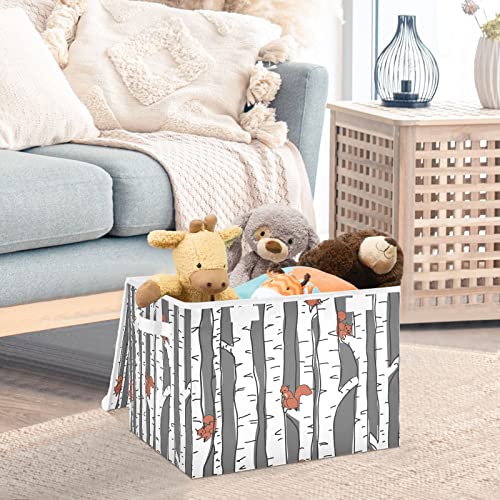 Krafig Cartoon Cute Animal Squirrel Foldable Storage Box Large Cube Organizer Bins Containers Baskets with Lids Handles for Closet Organization, Shelves, Clothes, Toys