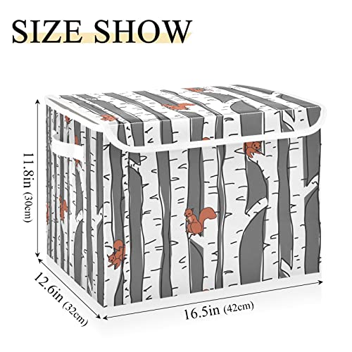 Krafig Cartoon Cute Animal Squirrel Foldable Storage Box Large Cube Organizer Bins Containers Baskets with Lids Handles for Closet Organization, Shelves, Clothes, Toys