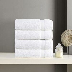 White Bath Towels 27" x 54" Quick-Dry High Absorbent 100% Turkish Cotton Towel for Bathroom, Guests, Pool, Gym, Camp, Travel, College Dorm (White, 4 Pack Bath Towel)