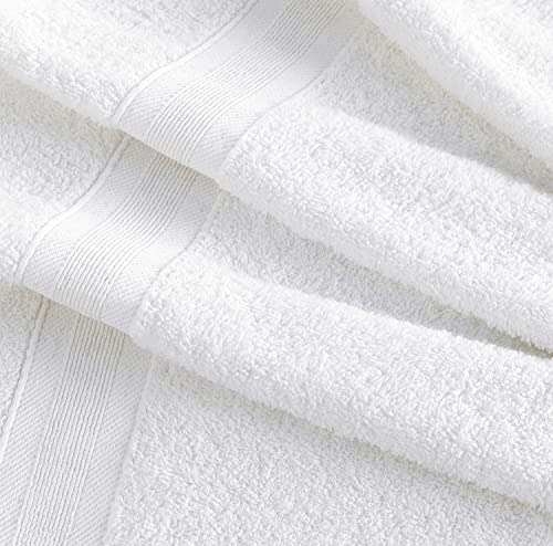 White Bath Towels 27" x 54" Quick-Dry High Absorbent 100% Turkish Cotton Towel for Bathroom, Guests, Pool, Gym, Camp, Travel, College Dorm (White, 4 Pack Bath Towel)