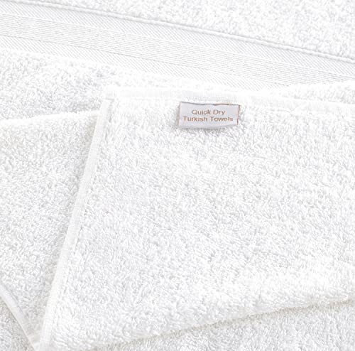 White Bath Towels 27" x 54" Quick-Dry High Absorbent 100% Turkish Cotton Towel for Bathroom, Guests, Pool, Gym, Camp, Travel, College Dorm (White, 4 Pack Bath Towel)