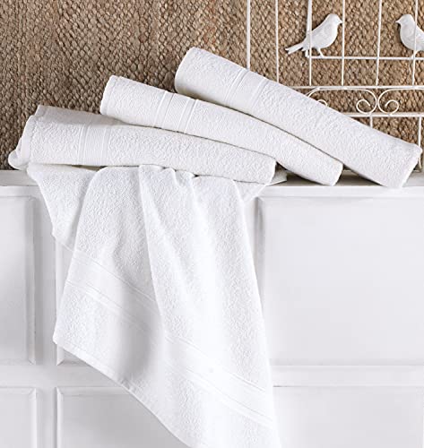 White Bath Towels 27" x 54" Quick-Dry High Absorbent 100% Turkish Cotton Towel for Bathroom, Guests, Pool, Gym, Camp, Travel, College Dorm (White, 4 Pack Bath Towel)