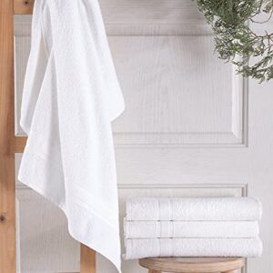 White Bath Towels 27" x 54" Quick-Dry High Absorbent 100% Turkish Cotton Towel for Bathroom, Guests, Pool, Gym, Camp, Travel, College Dorm (White, 4 Pack Bath Towel)