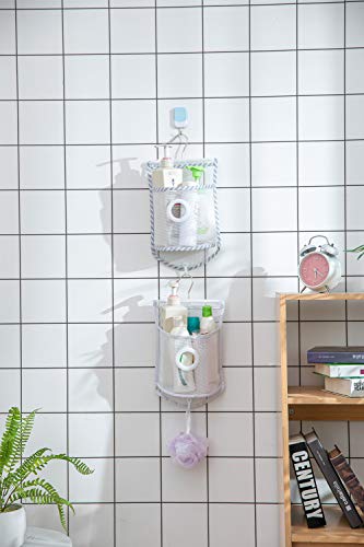 ALYER Small Hanging Mesh Shower Caddy,Series Toiletry and Bath Accessories Organizer (Stripe)