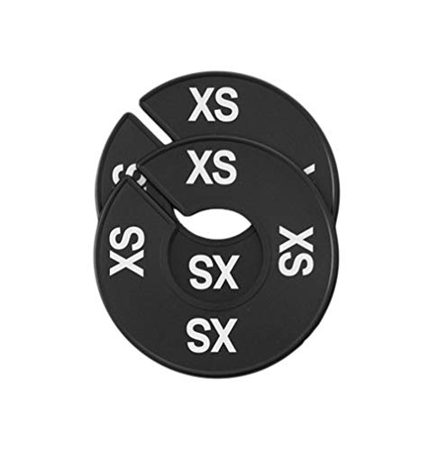 NAHANCO CBWKIT4 Black Round Clothing Size Divider with White Print for Home or Clothing Store, XXS-XXL, Kit of 40 (7 Sizes and Blank, 5 of Each)