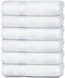 wealuxe white bath towels 24x50 inch, cotton towel set for bathroom, hotel, gym, spa, soft extra absorbent quick dry 6 pack