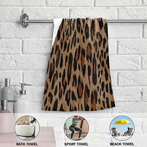 Hand Towels,2 Pack Cheetah Leopard Print Animal Soft Luxury Towel for Bathroom Kitchen, Beach