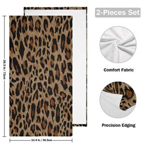 Hand Towels,2 Pack Cheetah Leopard Print Animal Soft Luxury Towel for Bathroom Kitchen, Beach