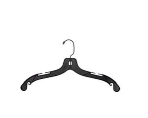 nahanco 2505bhmghu plastic shirt/dress hanger, black swivel hook, rubber gripper, middle heavy weight, 17", black (pack of 50)