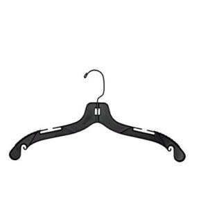 NAHANCO 2505BHMGHU Plastic Shirt/Dress Hanger, Black Swivel Hook, Rubber Gripper, Middle Heavy Weight, 17", Black (Pack of 50)