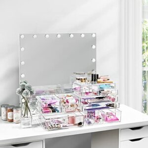 Sorbus Clear Acrylic Makeup Organizers - X-Large Jewelry, Makeup & Cosmetic Organizers and Storage with Acrylic Drawers - Stackable Storage Case Display Set - Great Vanity, Dresser, Bathroom Organizer