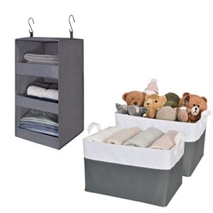 granny says bundle of 1-pack hanging closet organizers and storage & 2-pack lidless storage bins with metal frame
