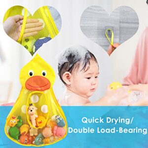 Linkidea Bath Toy Organizer, Bathtub Toy Organizer Holder, Bath Toy Net Storage Holder with Adhesive Sticker Hooks (2pcs, Duck)